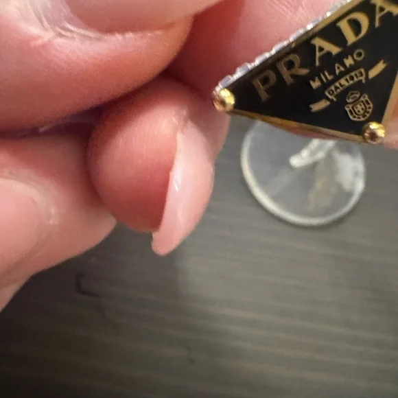 Prada Black and Gold Logo Earrings - Picture 7 of 10